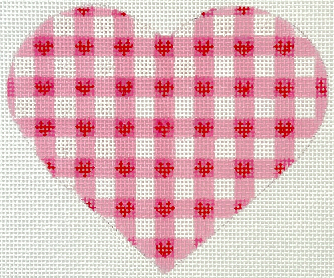 OM-422 - Mini Heart - Pink Gingham with Red Hearts