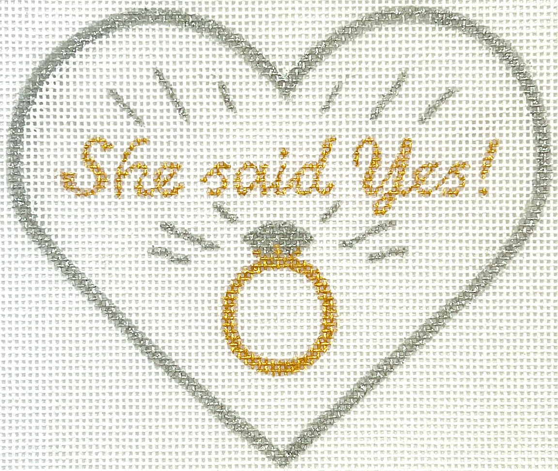 OM-432 - Mini Heart - "She Said Yes!" with Diamond Ring