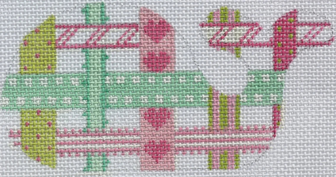 OM-45 - Mini Whale - Woven Ribbons - Pink and Greens