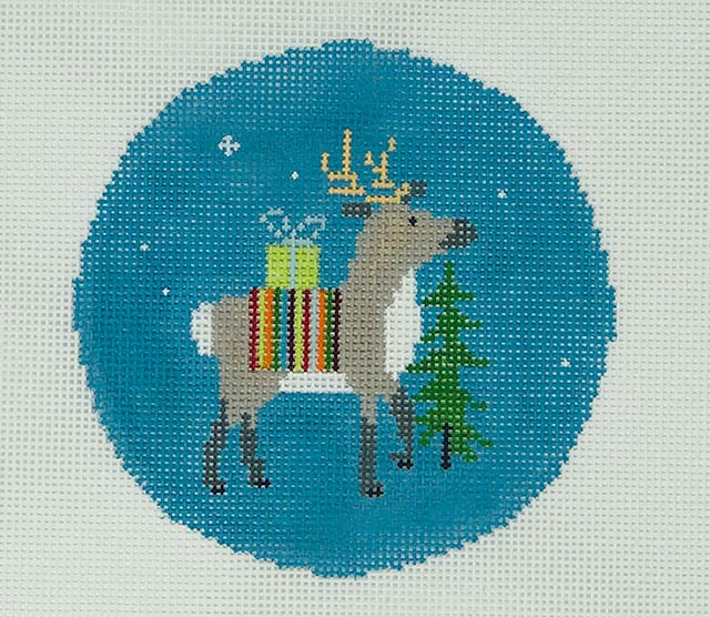 P-CHR-005 - Reindeer with Vertical Striped Blanket