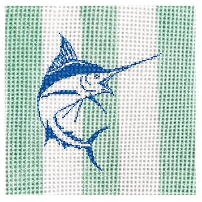 KK-P143 - Blue Marlin on Mint Stripes