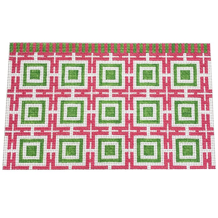 KK-P184B - Squares and Lattice - Pink and Green