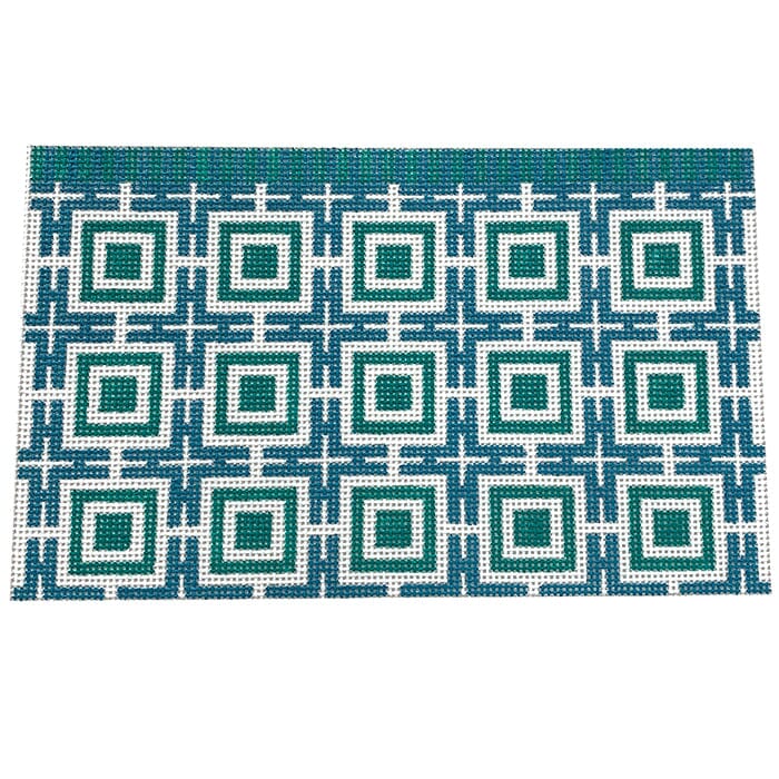 KK-P184E - Squares and Lattice - Teal and Blue