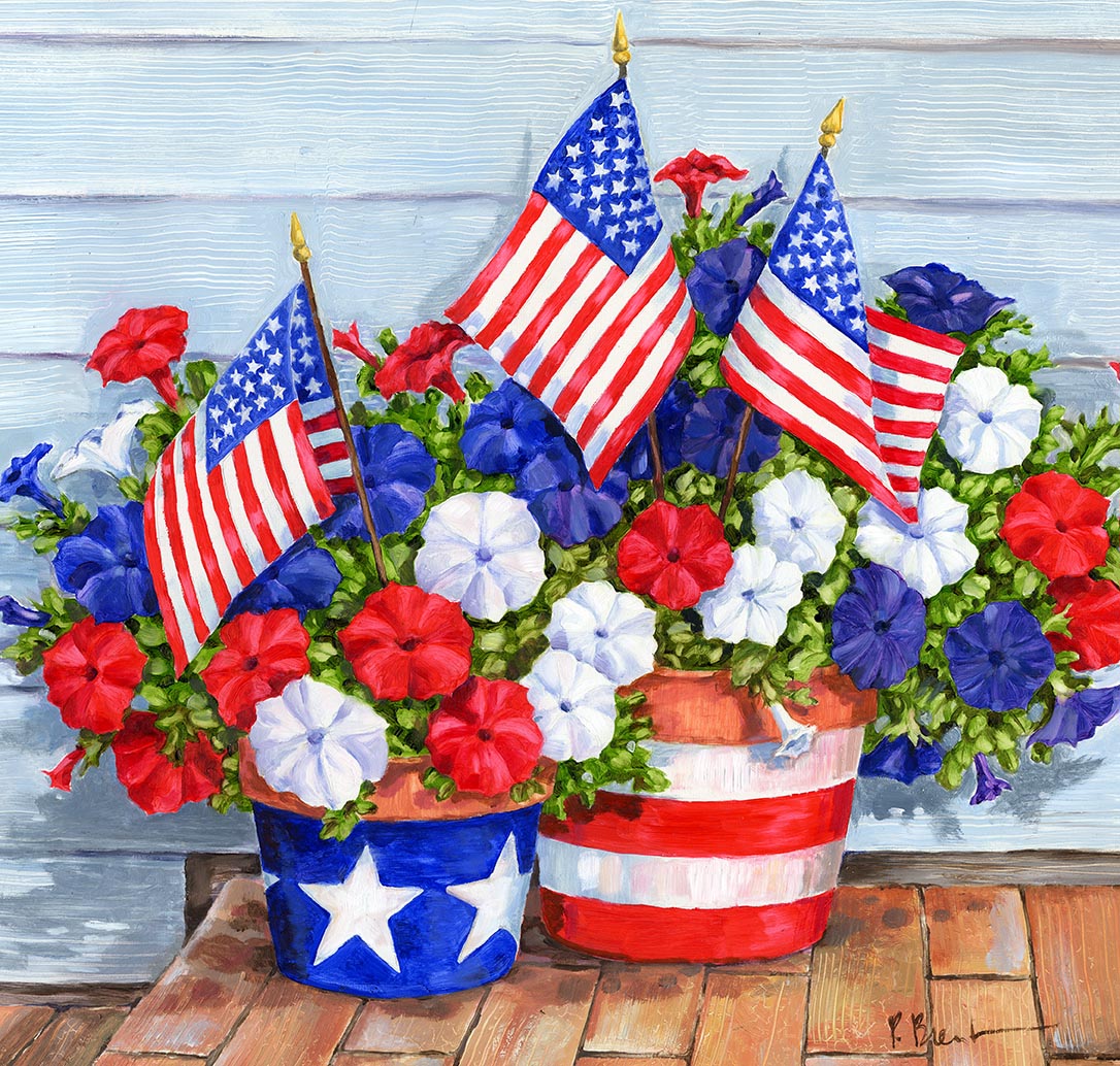 PB13066 - Petunias and Flags