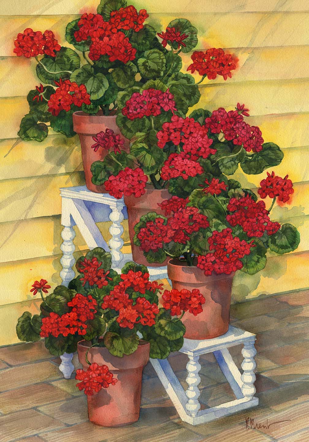 PB14092 - Spindle Shelf Geraniums