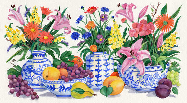 PB93136 - Still Life with Flowers and Fruit I