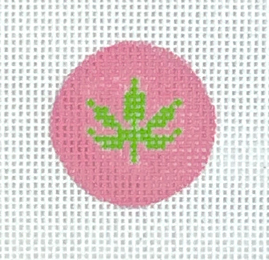 PKR-13 - Green Weed Leaf on Pink Key Ring Insert