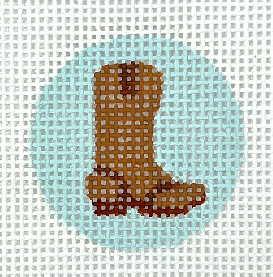 PKR-48 - Cow Boy Boot - Brown on Sky Key Ring Insert