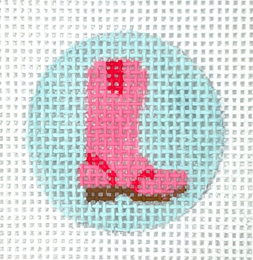 PKR-49 - Cow Boy Boot - Pink on Sky Key Ring Insert