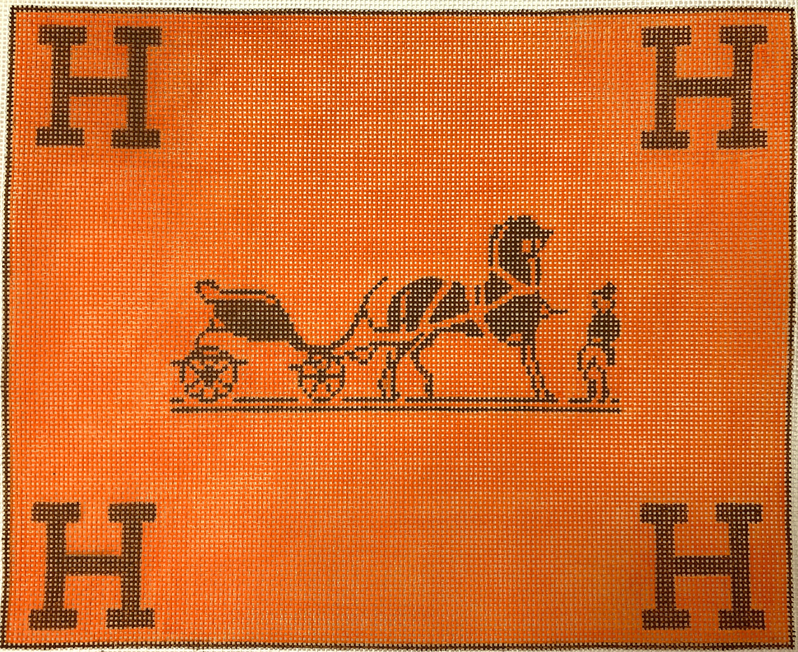 PL-431 - Hermes Caleche Logo and Comer H's - Orange and Browns