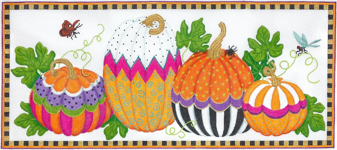 PL-434 - Funky Punkins Large Rectangle - Orange, Green, Purple, Gold, Black, Raspberry