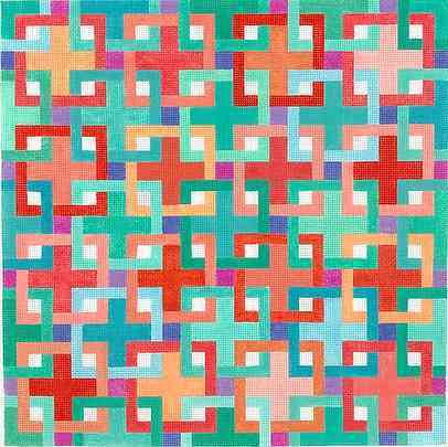 PL-467 - Interlocking Squares - Corals, Turquoise and Violets (Retiring)