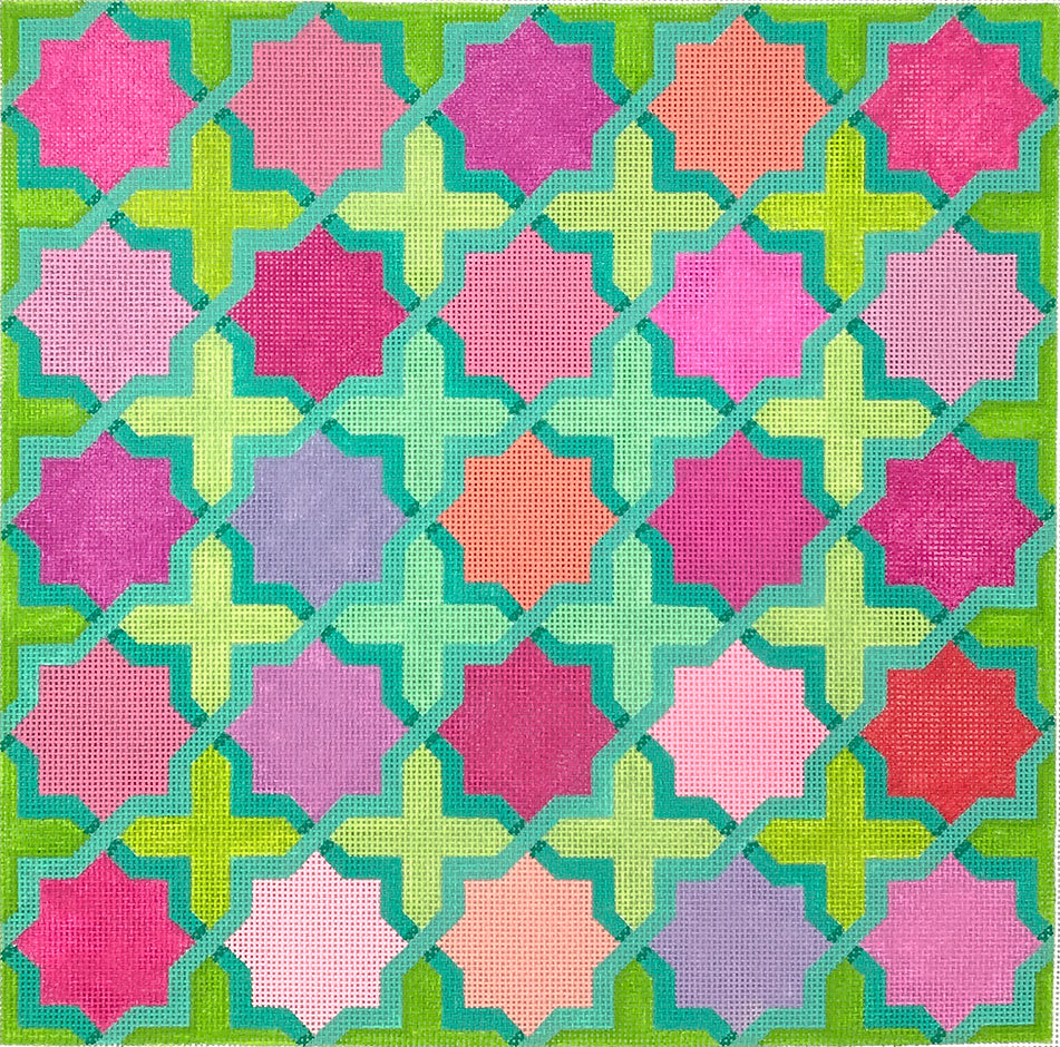 PL-525 - Moroccan Tiles - Crosses and Stars in Bright Pastels