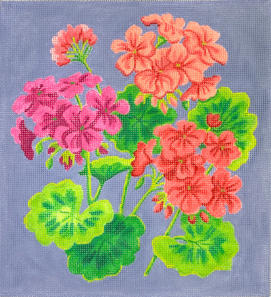 PL-526 - Bright Geraniums on Periwinkle Blue