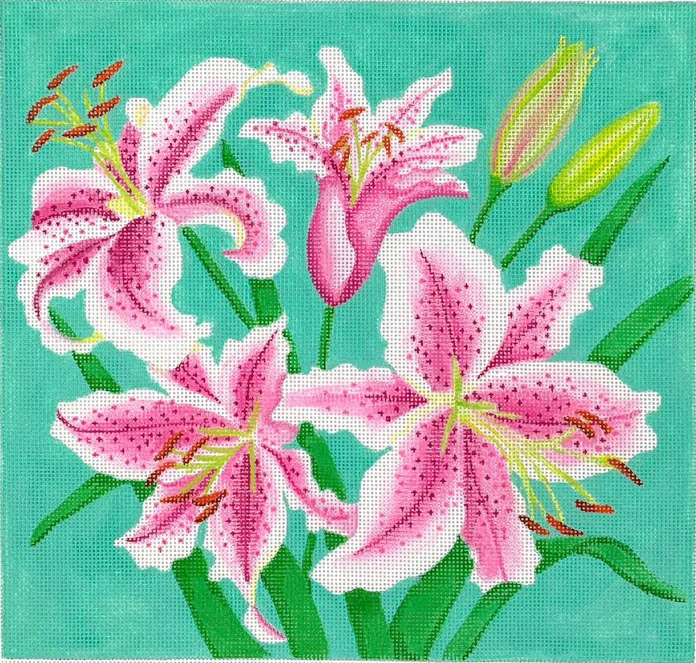 PL-527 - Stargazer Lilies on Turquoise