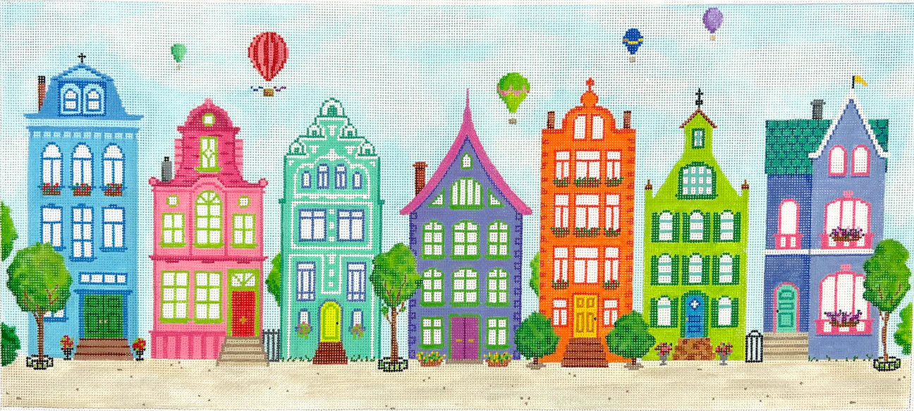 PL-534 - Colorful Row Houses and Hot Air Balloons