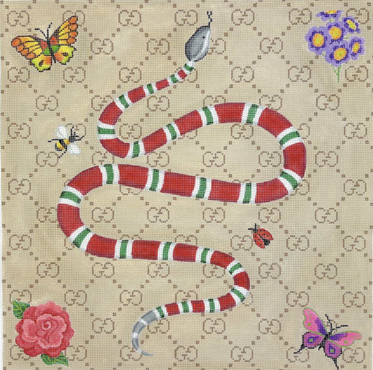 PL-589 - Designer Scarf Series - Gucci-inspired Snake/Flower