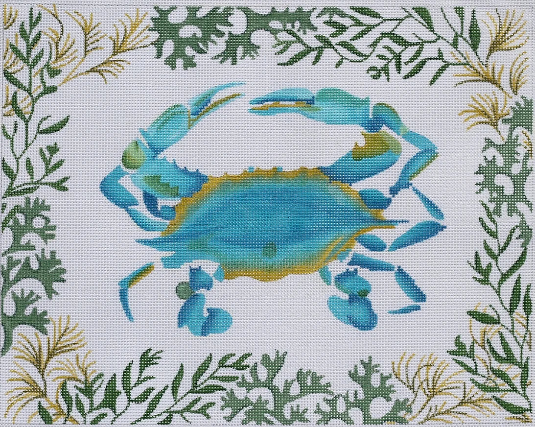 PL-60 - Blue Crab with Mixed Seaweeds Border