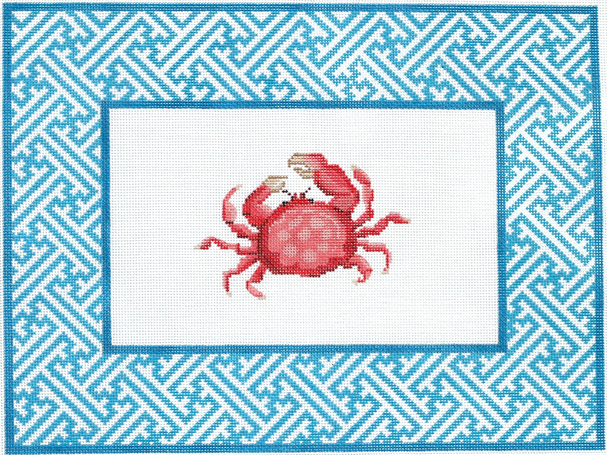 PL-61 - Crab with Chinoiserie Border - Reds and Blues