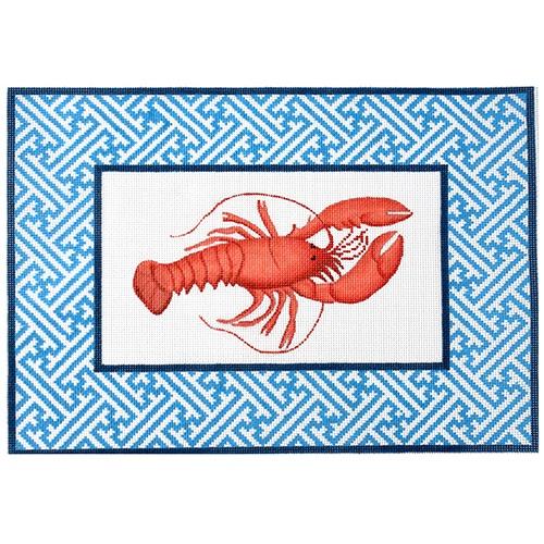 PL-62 - Lobster with Chinoiserie Border - Reds and Blues