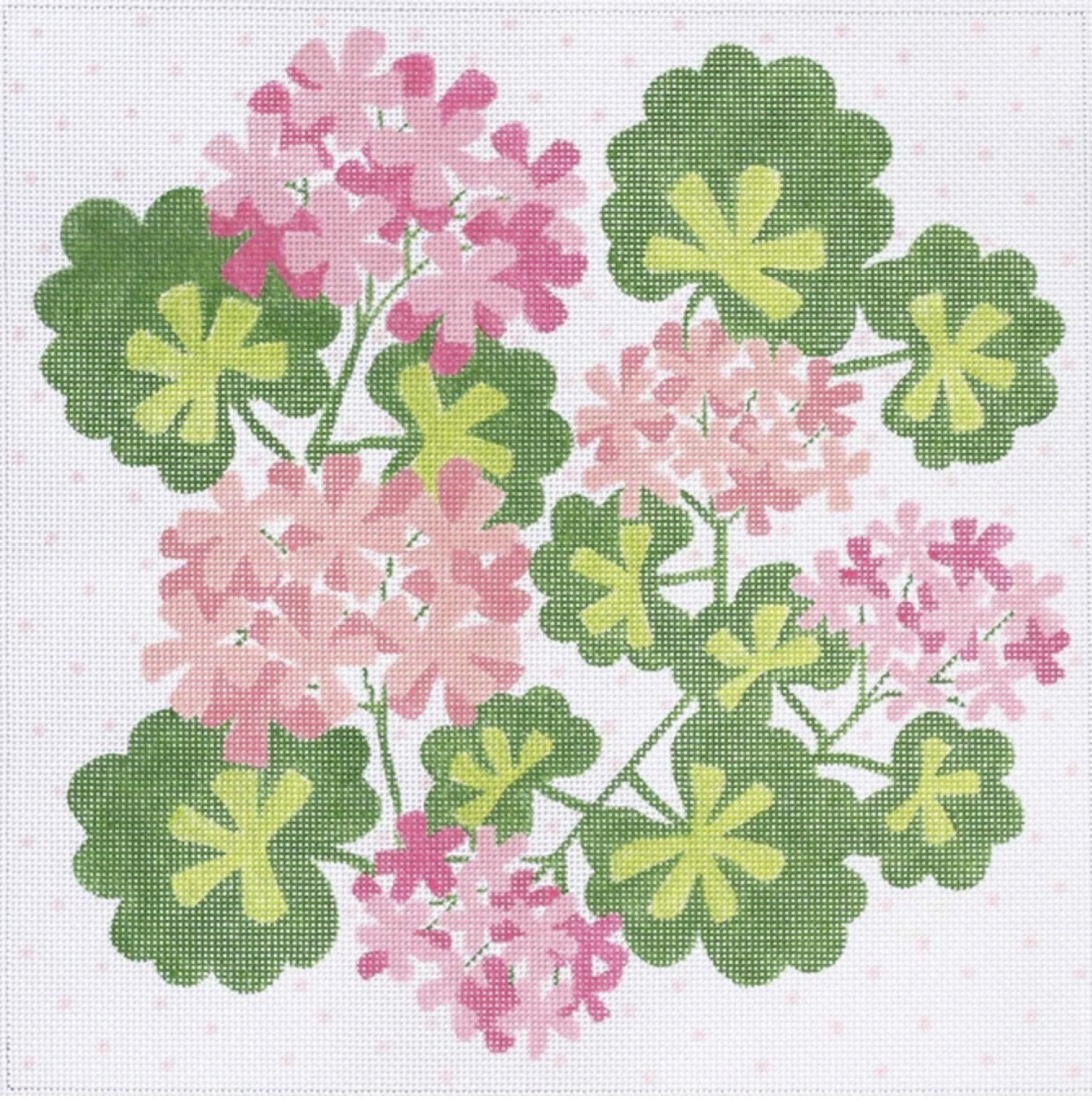 PL-71 - Geraniums Square with Dots - Pinks, Salmons and Greens