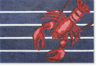 LRE-PL16 - Lobster on Blue/White Stripe