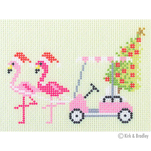 NTG KB109 - Palm Beach Christmas - Golf Buggy with Flamingos