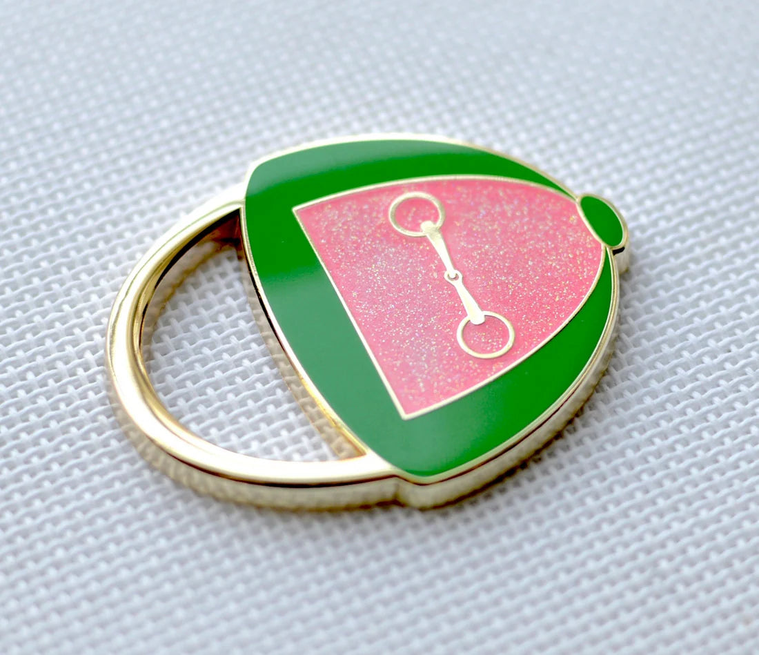Green & Pink Jockey Hat Needle Minder