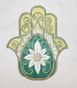 R1213 - Green Daisy Hamsa