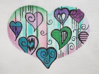 R1224 - Pink and Green Watercolor Heart