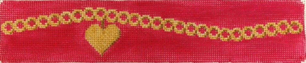 RD 022 - Gold Heart Charm on Pink Bracelet