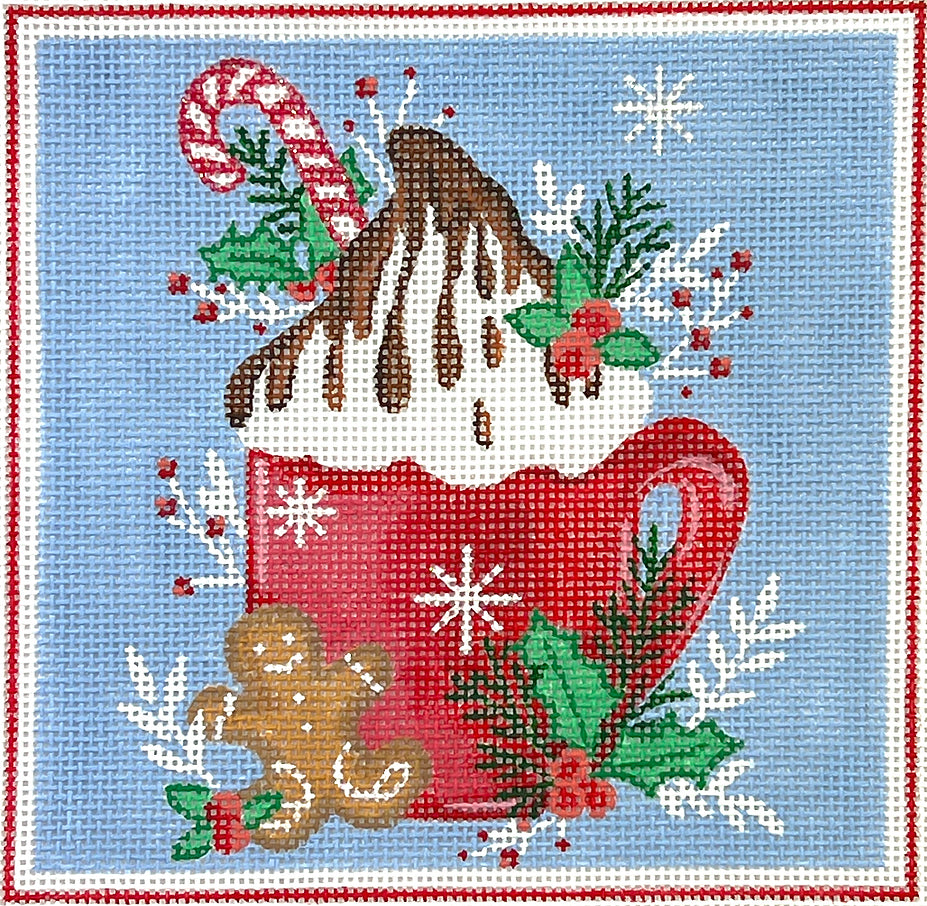 RH-PL-04 - Cocoa Mug with Whipped Cream Chocolate Sauce and Candy Cane