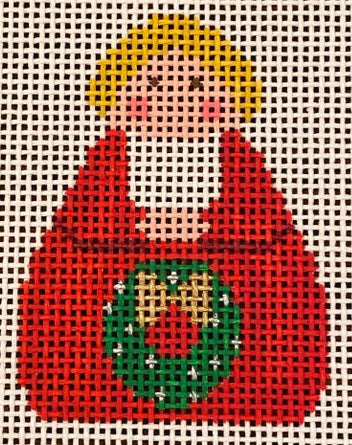 S-I-165-14 - Red Angel with Green Wreath