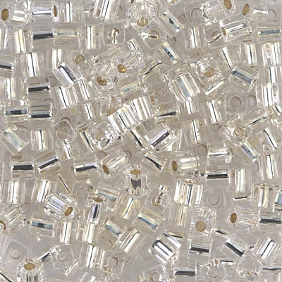 SB3-1: Miyuki 3mm Square Bead Silverlined Crystal