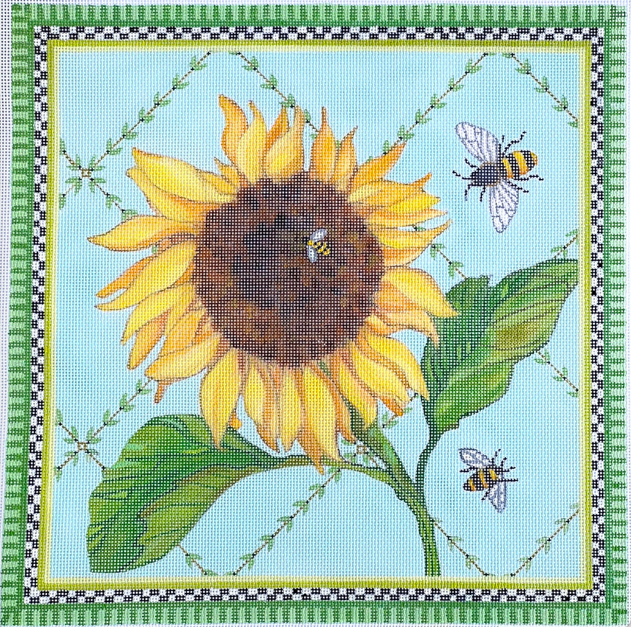 SER-PL-05 - Sunflower and Bees on Vine Lattice