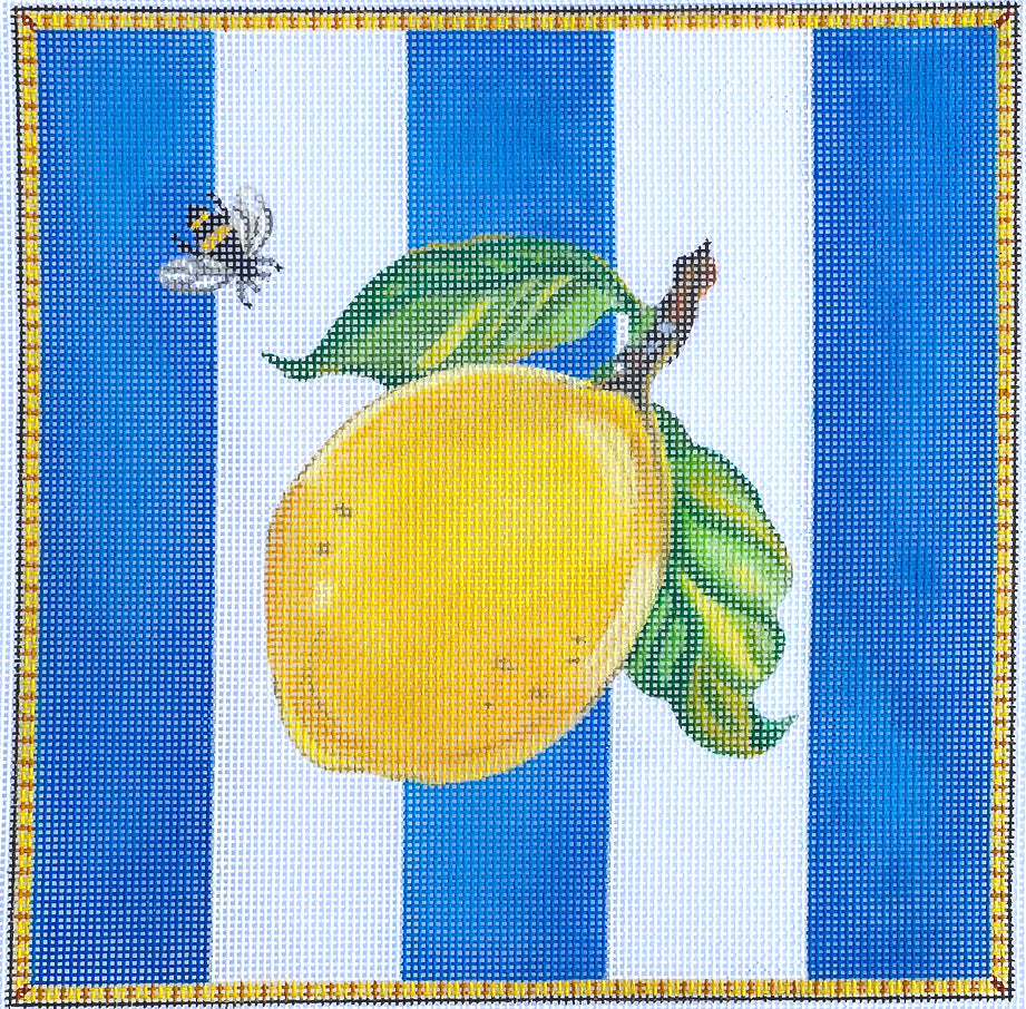 SER-PL-06 - Lemon and Bee on Blue Stripes