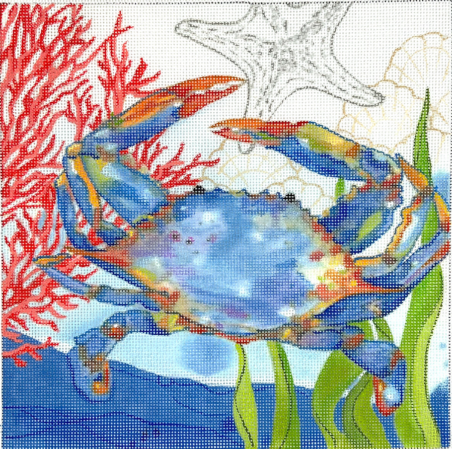 SER-PL-07 -Oceana Crab with Coral, Seawee, Shells and Starfish