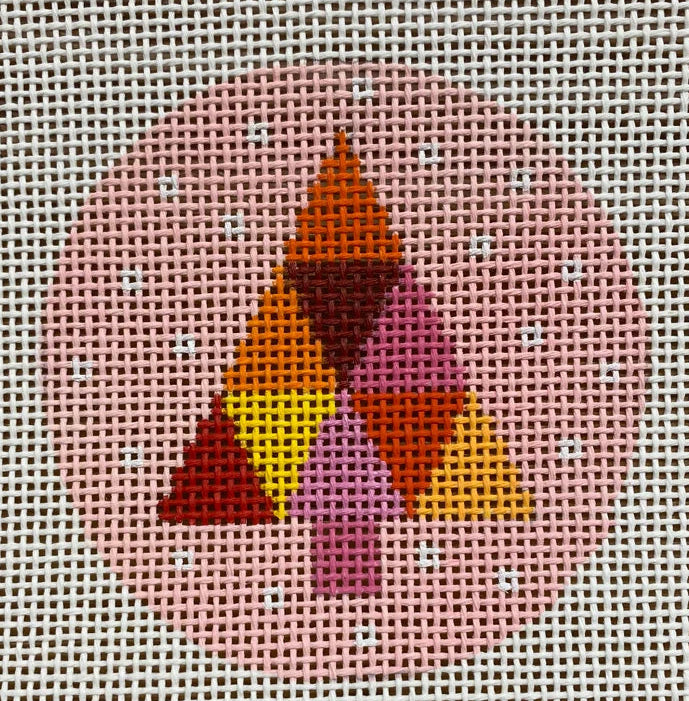 SI240R - Multicolored Tree on Pink Round
