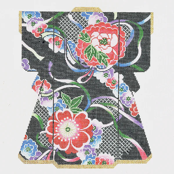 SPM306 - Floral on Navy Large Kimono