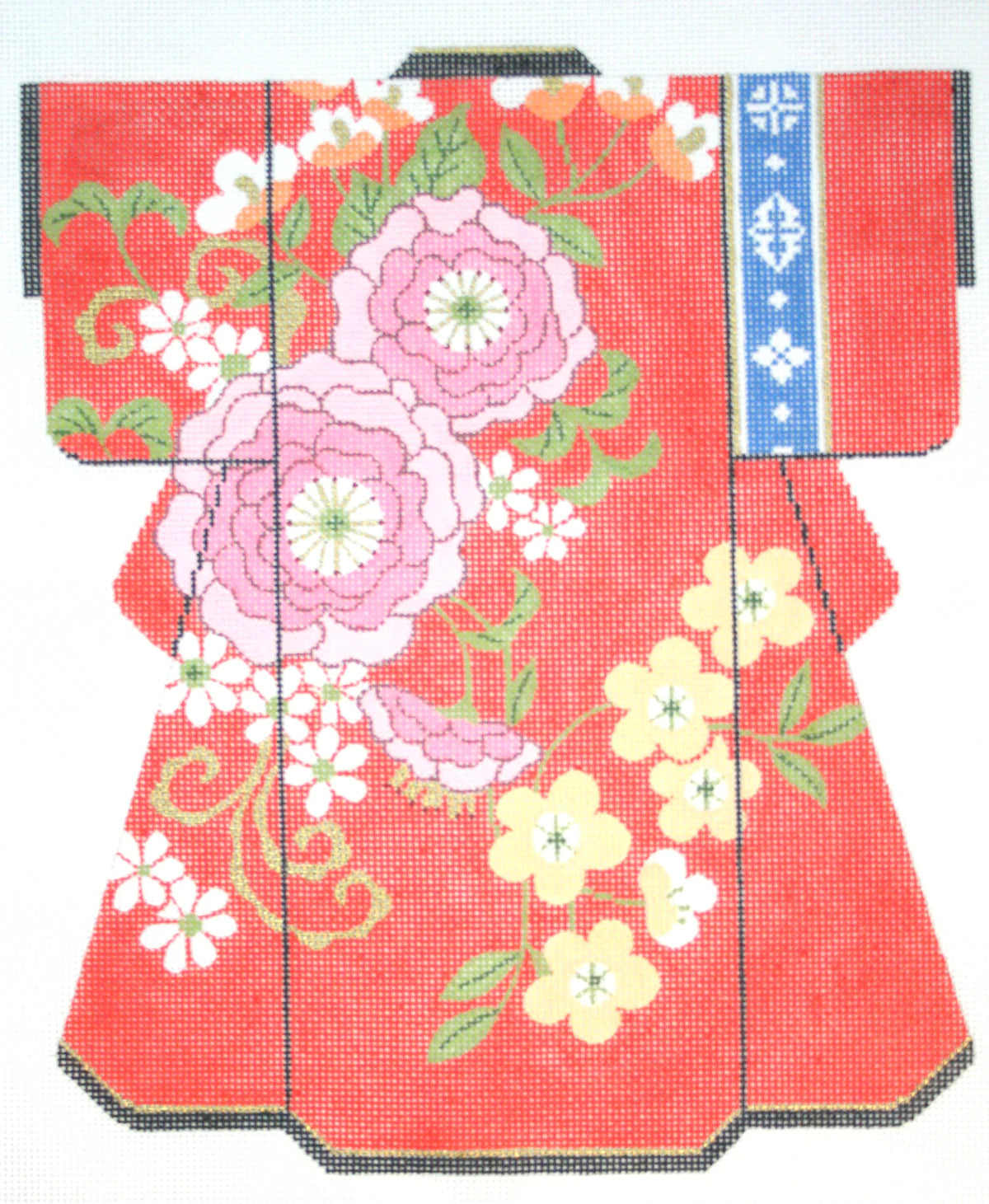 SPM356 - Pink Blossoms on Red Large Kimono