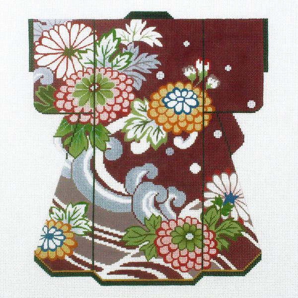 SPM367 - Zinnias on Maroon Large Kimono