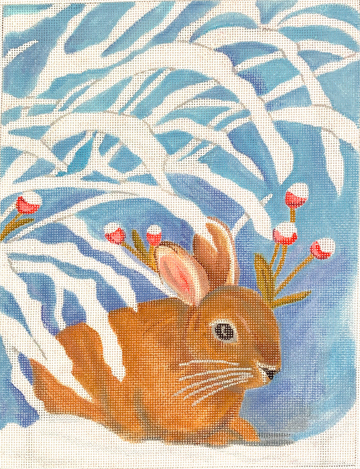 SSS-PL-01 - Winter Bunny with Red Berries in Sparkly Snow