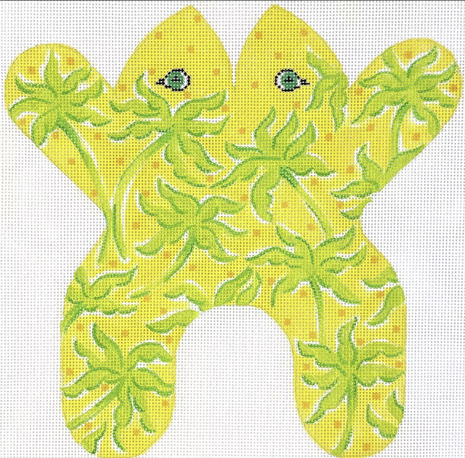 SST-173 - Frog - Lily-Inspired Palm Trees - Greens on Yellow