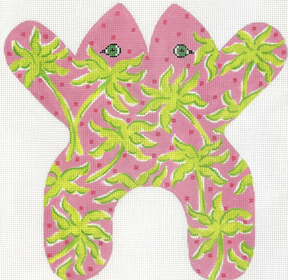 SST-174 - Frog - Lily-Inspired Palm Trees - Greens on Pink