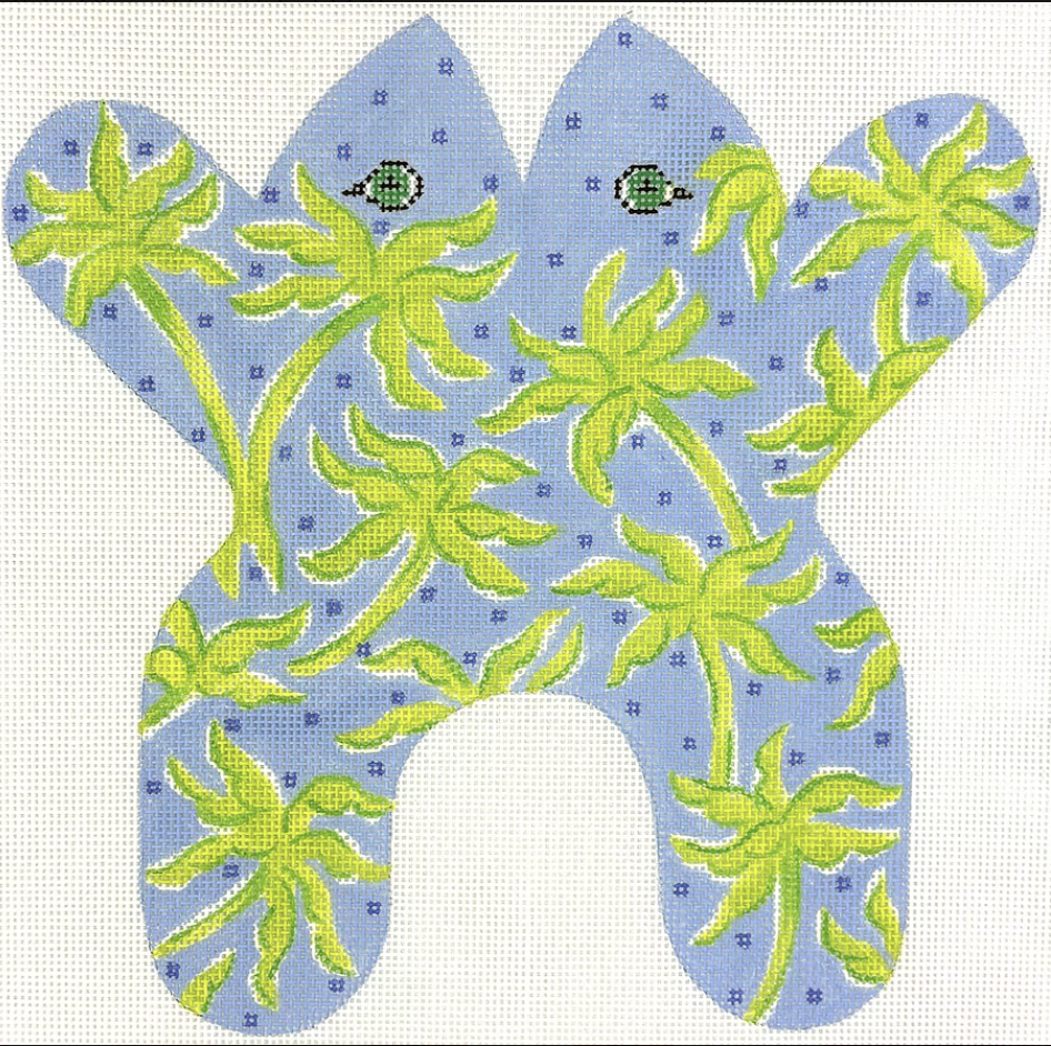 SST-175 - Frog - Lily-Inspired Palm Trees - Greens on Blue