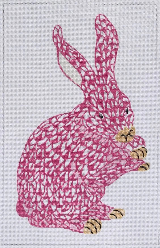 SST-29 - Herend-inspired Standing Fishnet Bunny - Pink