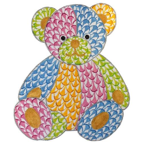 SST-335 - Herend-inspired Fishnet Teddy Bear - Multi Color