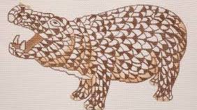 SST-42 - Herend-inspired Fishnet Hippo -Brown (Retiring)