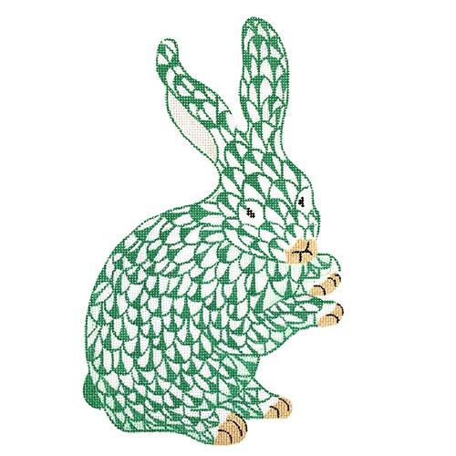 SST-71 - Herend-inspired Fishnet Standing Bunny - Emerald