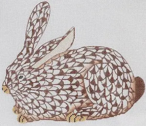 SST-77L - Herend-inspired Fishnet Crouching Bunny - Brown - Left (Retiring)